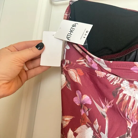 Athena Tummy Control Floral Twist Bandeau One Piece Swimsuit Womens Size 8 - Picture 4 of 10